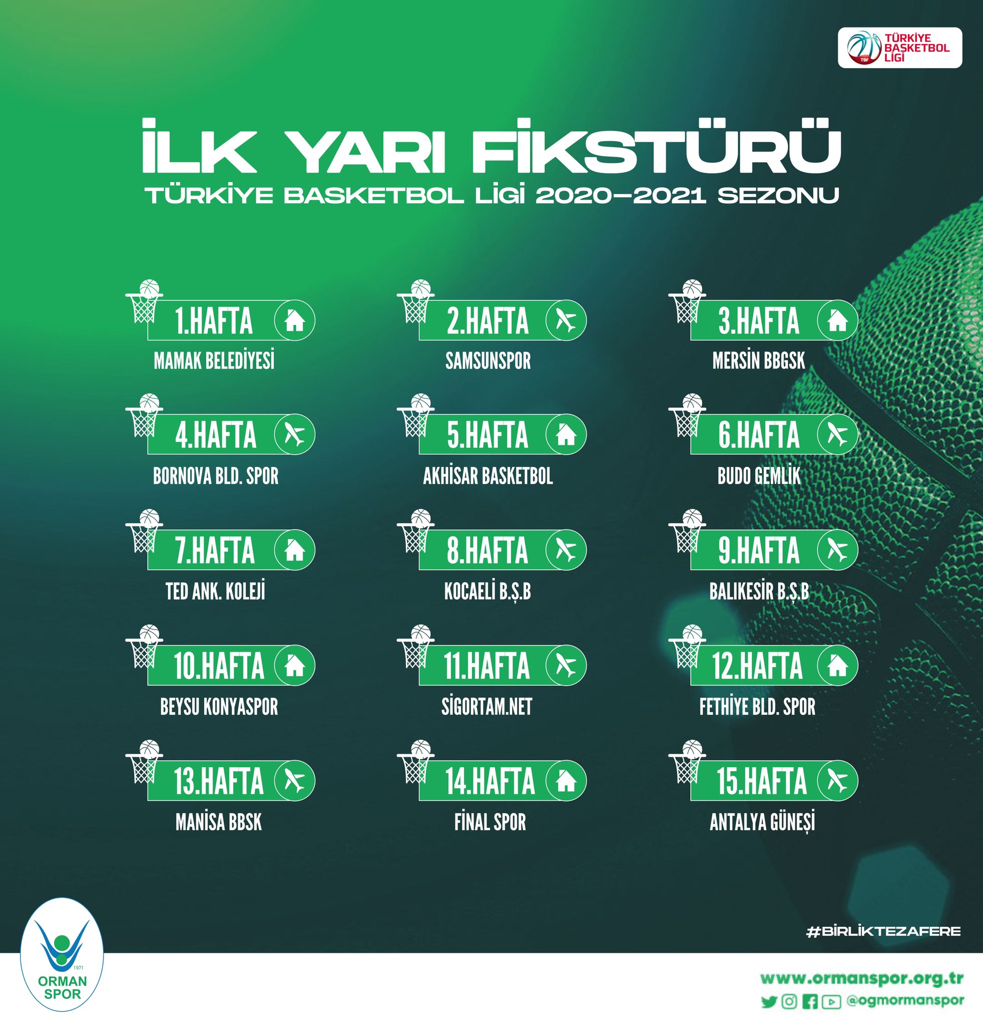 "ERKEK BASKETBOL TAKIMIMIZIN FİKSTÜRÜ BELLİ OLDU!"