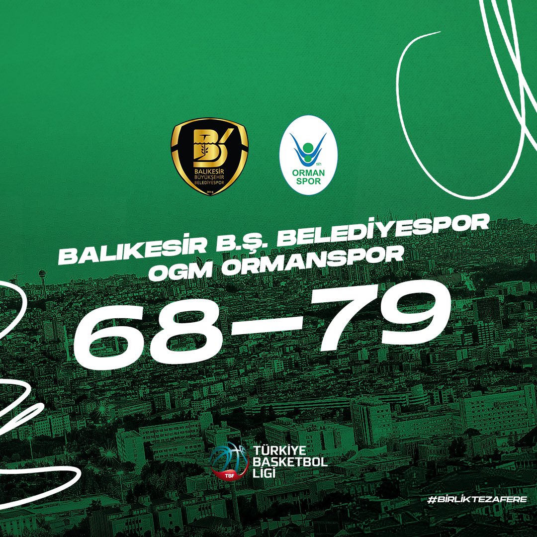 "BALIKESİR BÜYÜKŞEHİR BELEDİYESPOR:68-OGM ORMANSPOR:79"
