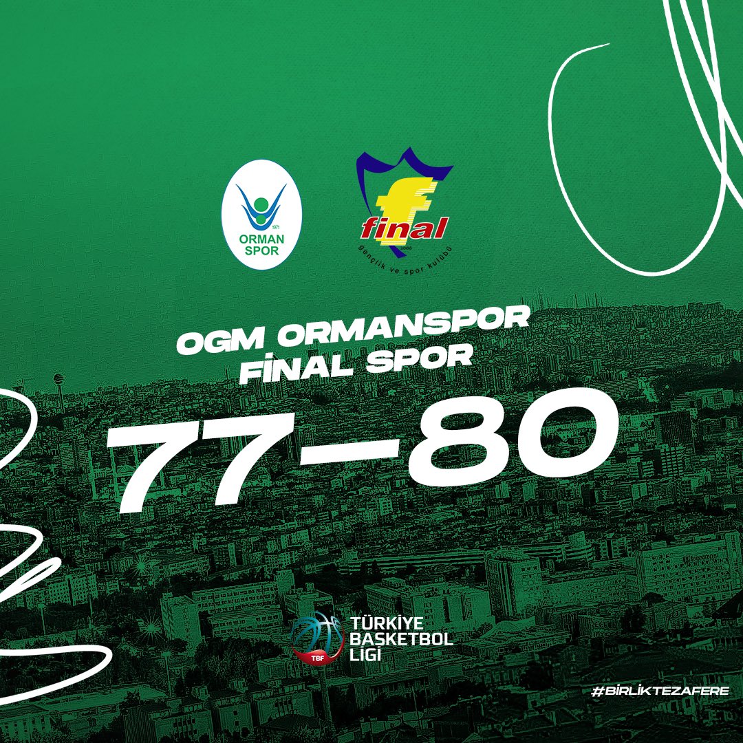 "FİNAL SPOR:77-OGM ORMANSPOR:80"