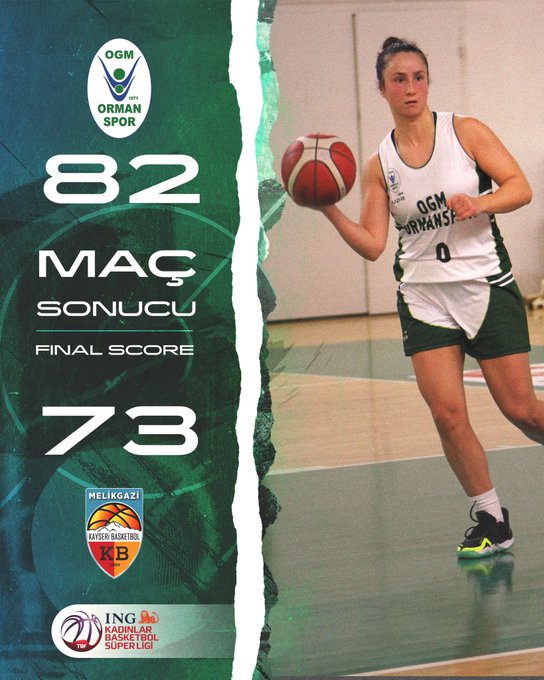 "OGM ORMANSPOR:82-MELİKGAZİ KAYSERİ BASKETBOL:73"