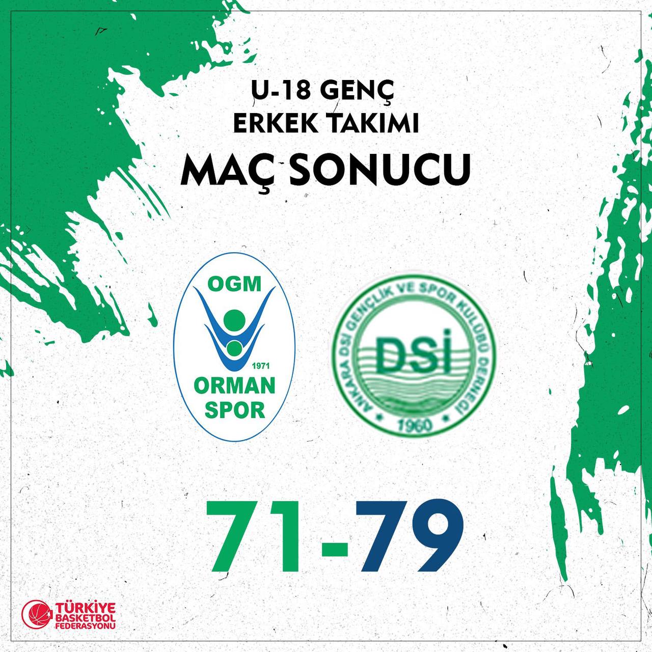 "U-18 GENÇ ERKEK TAKIMIMIZ:71-DSİ SPOR KULÜBÜ:79"