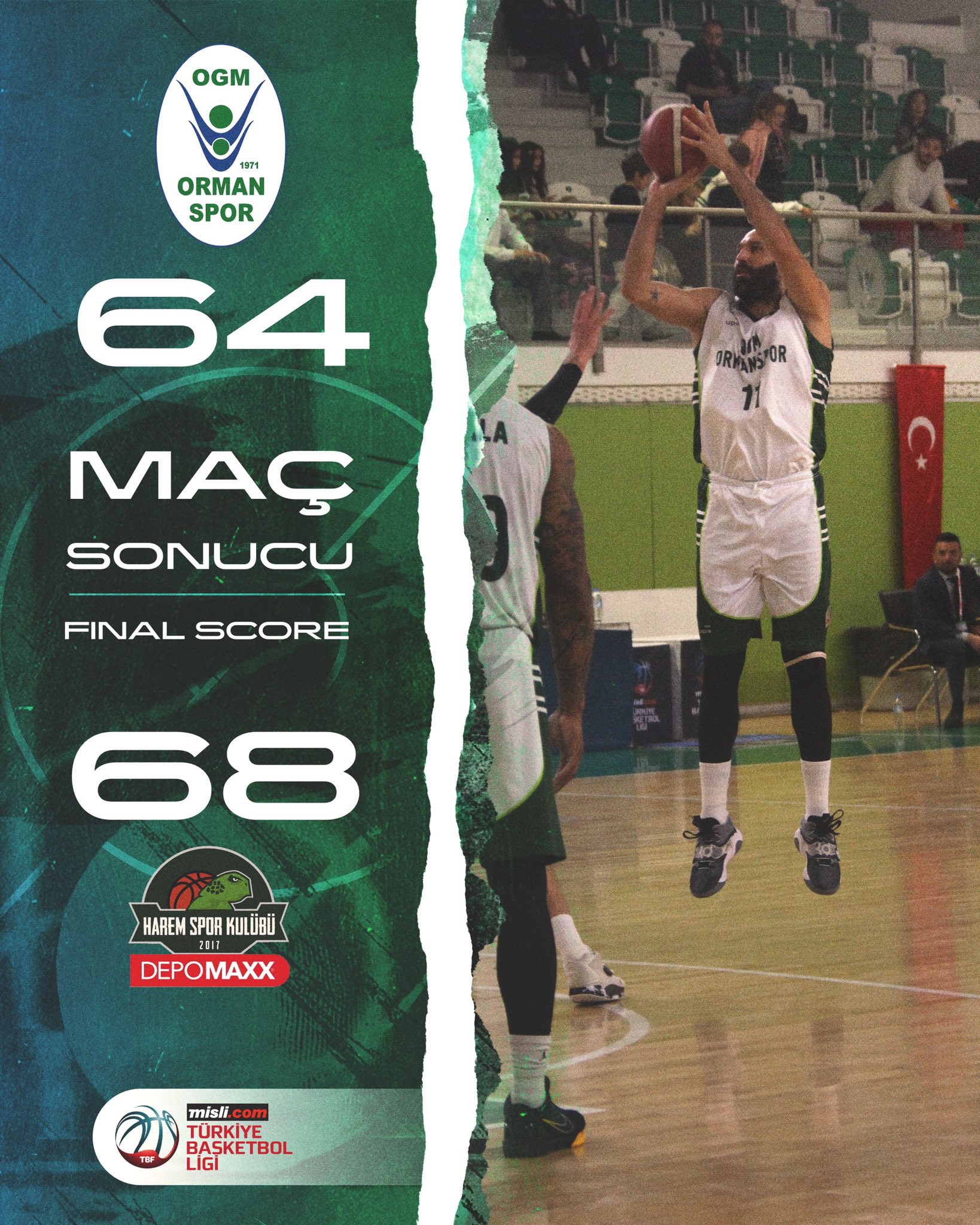 "OGM ORMANSPOR:64-DEPOMAXX HAREM SPOR KULÜBÜ:68"