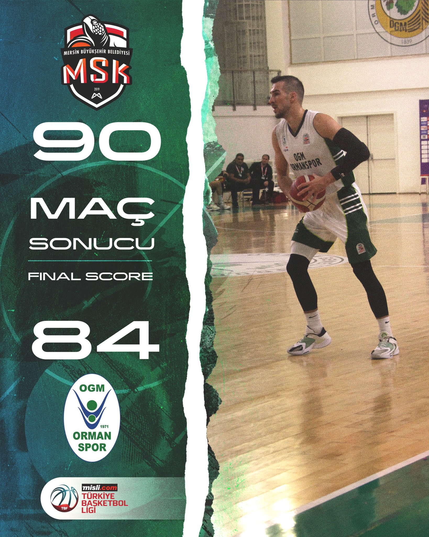 "MERSİN BŞB:90-OGM ORMANSPOR:84"