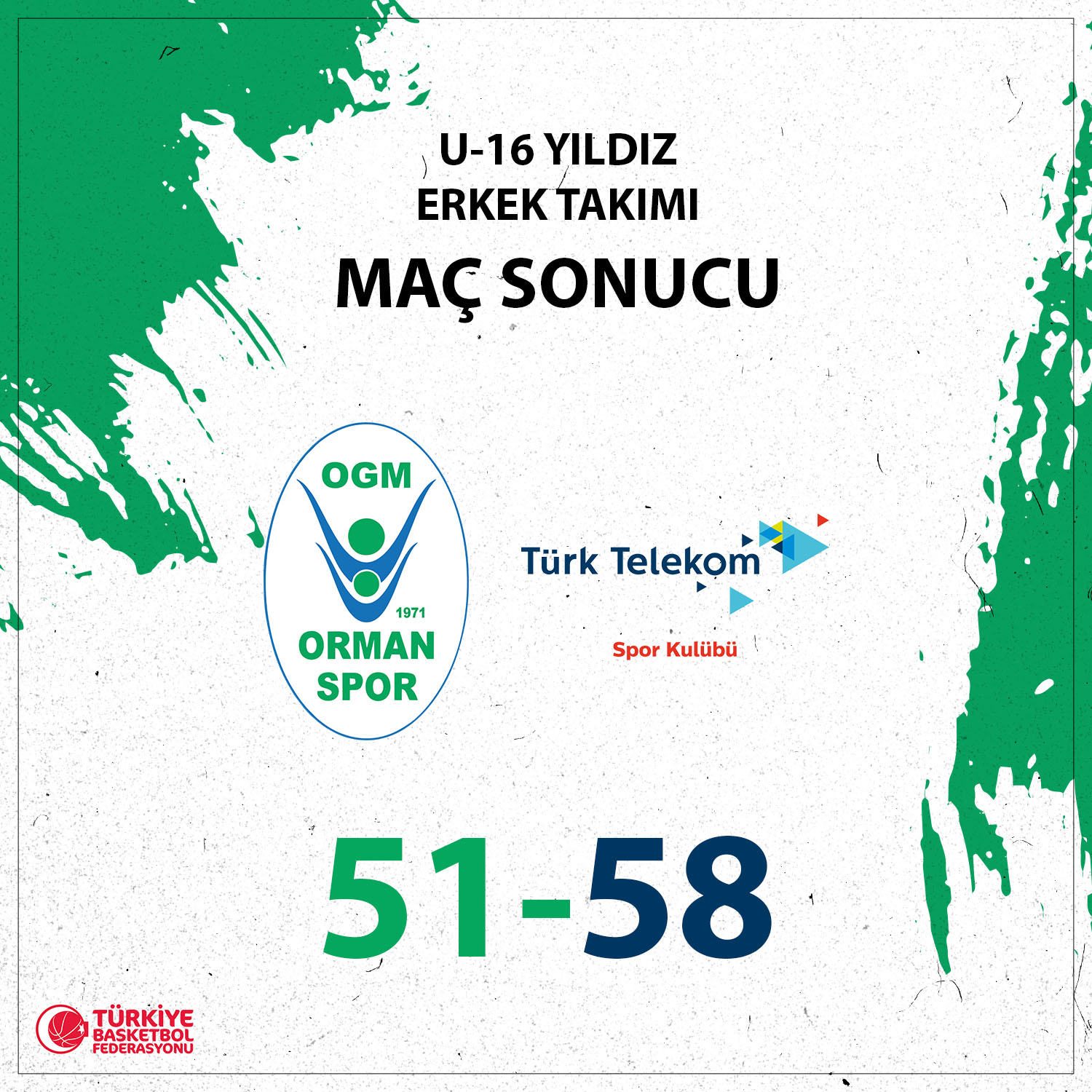 "OGM ORMANSPOR:51-TÜRK TELEKOM SK B:58"
